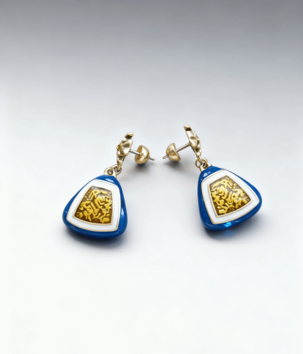 Cobalt Scroll Triangle earrings