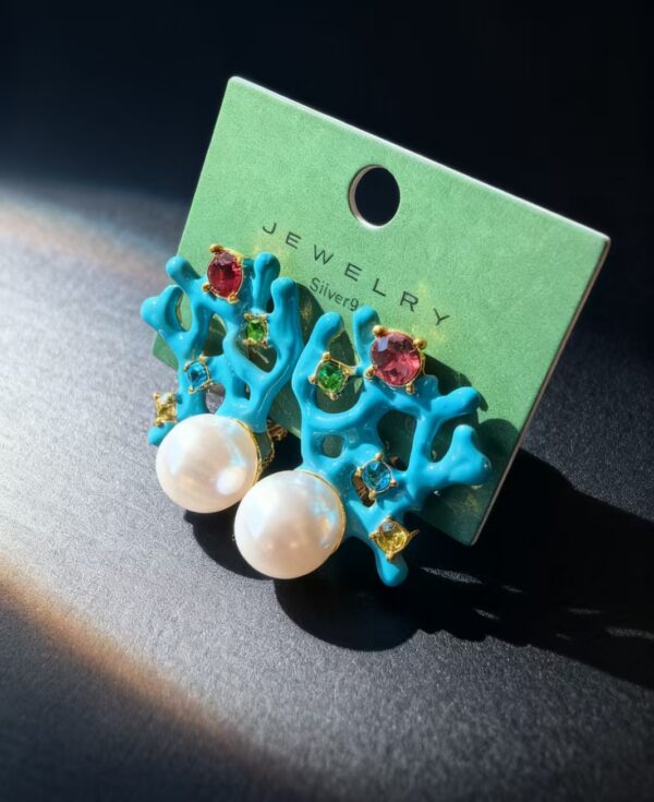 Aqua Starlet Pearls earrings