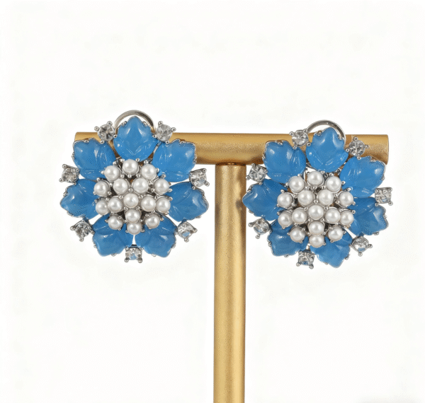 Azure Pearl Blossom earrings