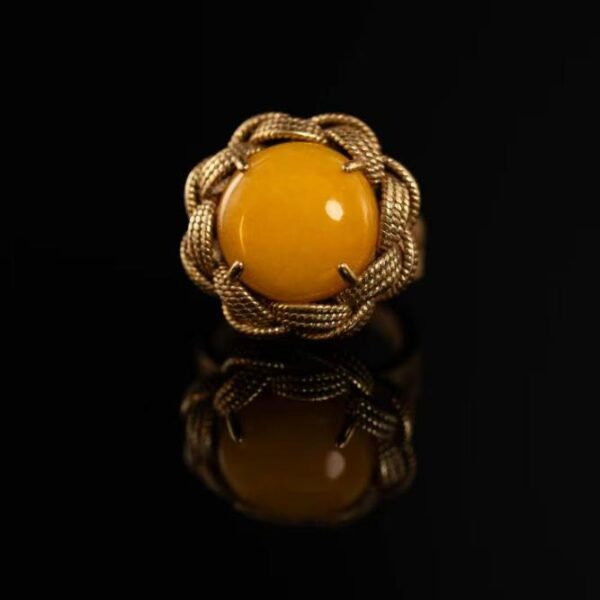 Vintage Copper Distressed Golden Natural-Tone Open Ring