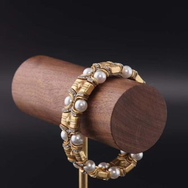 Vintage Zircon & Small Pearl Symmetrical Bracelet