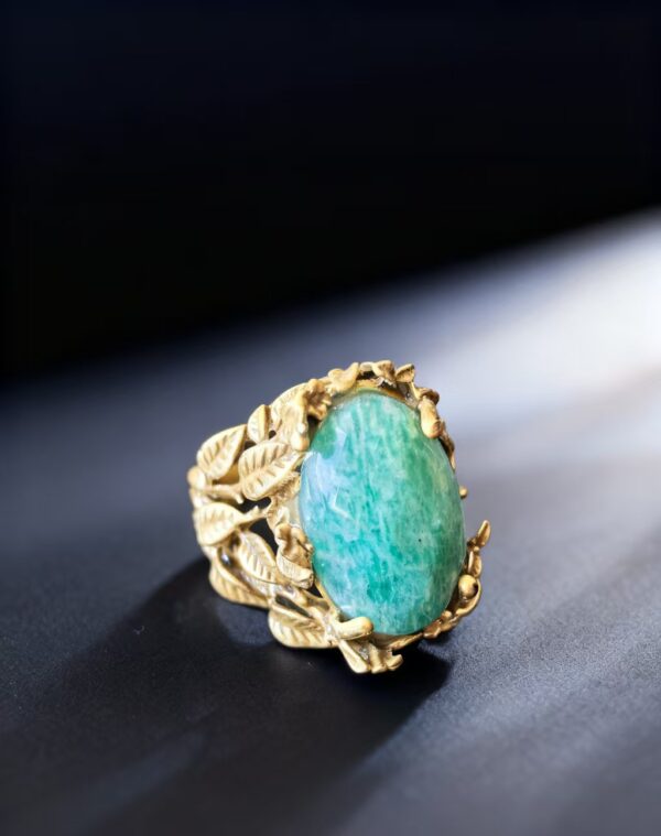 Vintage Copper Distressed Turquoise Open Ring