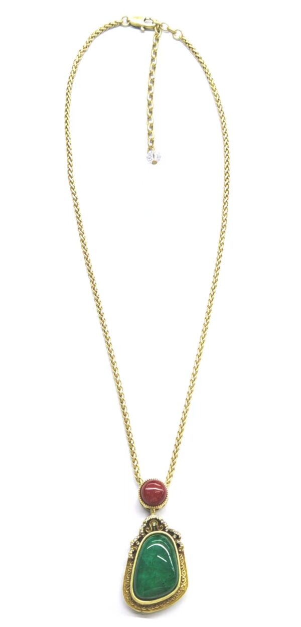 Gold Chain Irregular Natural Stone Pendant Necklace