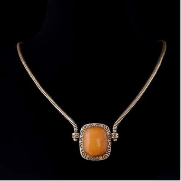 Vintage Yellow Stone Statement Necklace