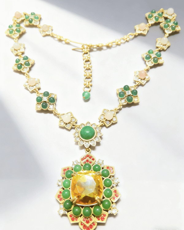 Vintage Gold-Tone Floral Statement Necklace