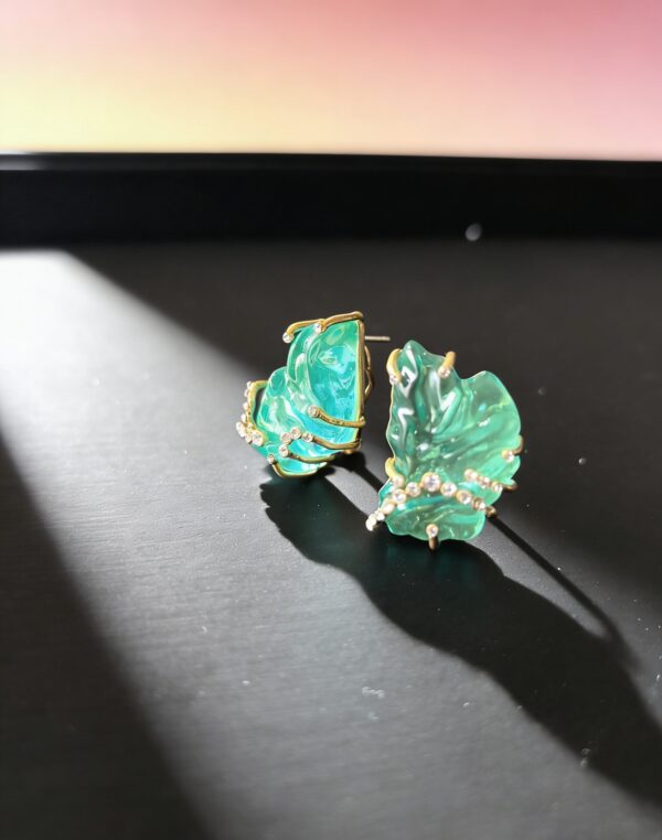 Emerald Leaf Whisper Earrings