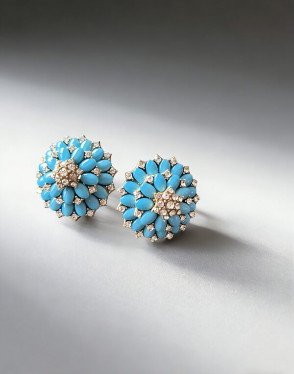 Turquoise Sunburst Cluster Earrings