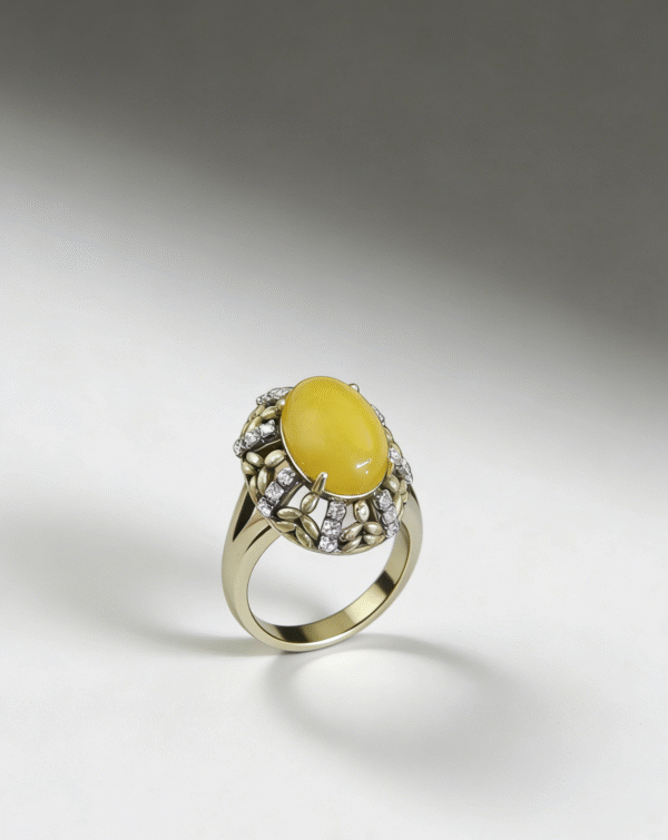 Vintage Oval Yellow Accent Ring