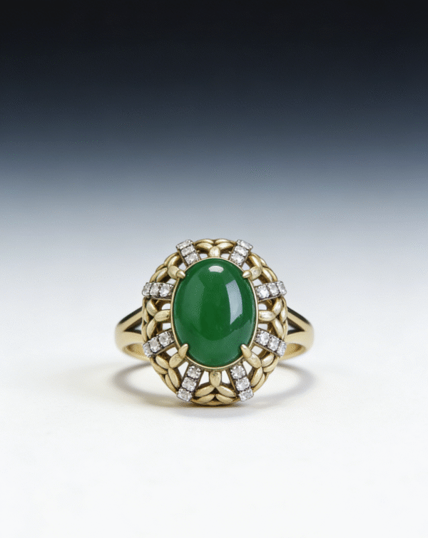 Vintage Woven Halo Green Ring