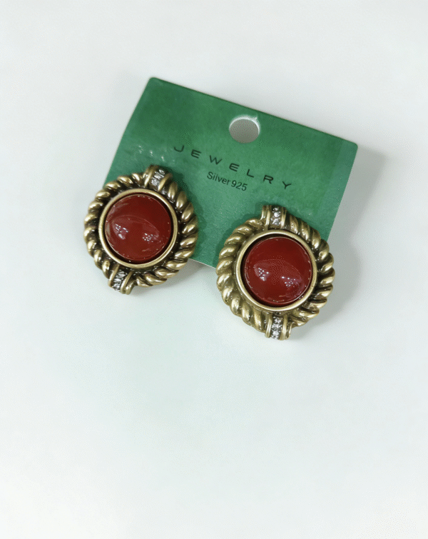 Vintage Red Twist Stud Earrings
