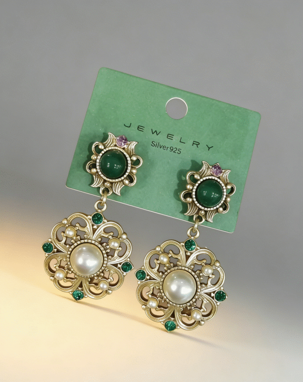 Vintage Floral Pearl Drop Earrings