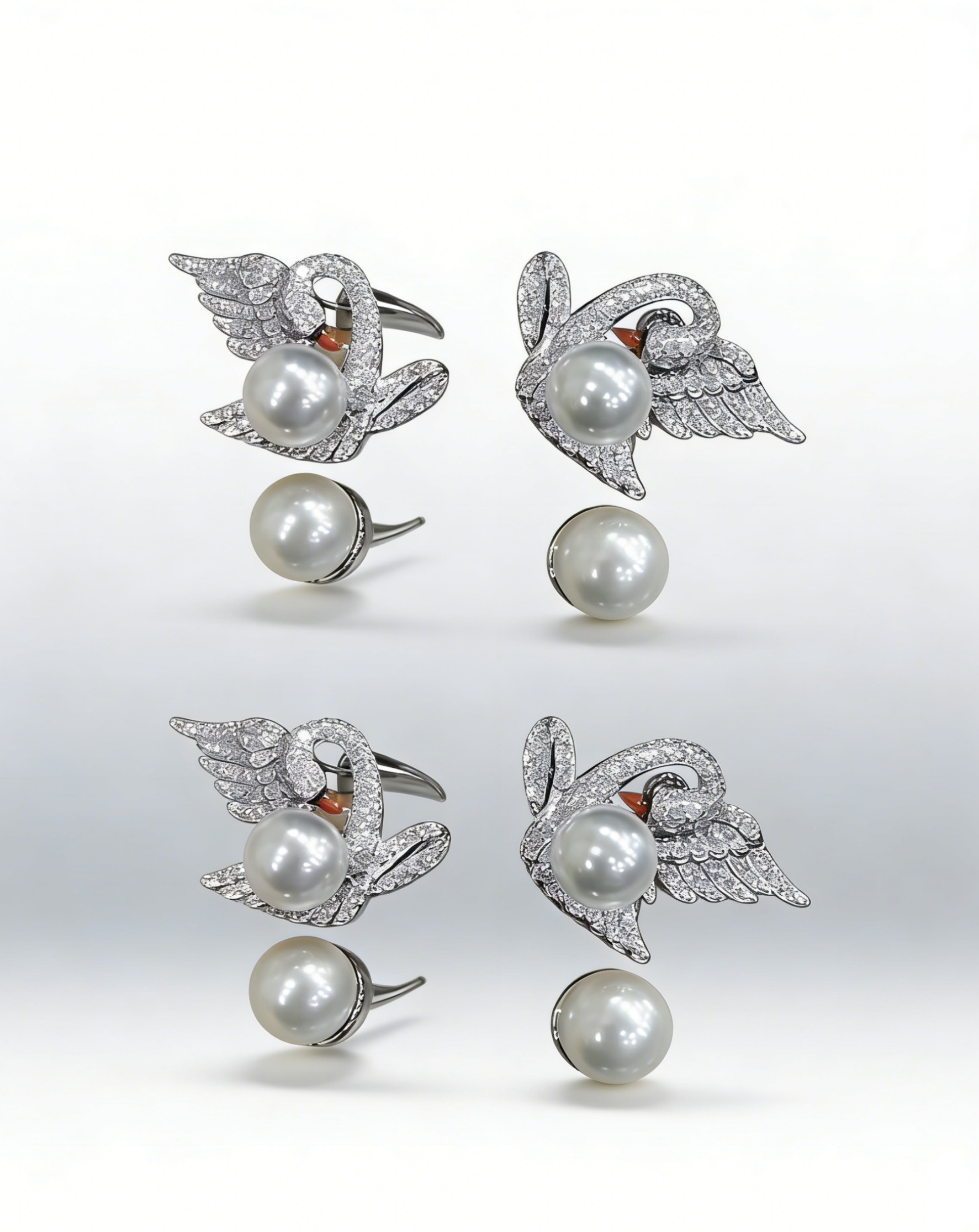 Swan Pearl Drop Earrings