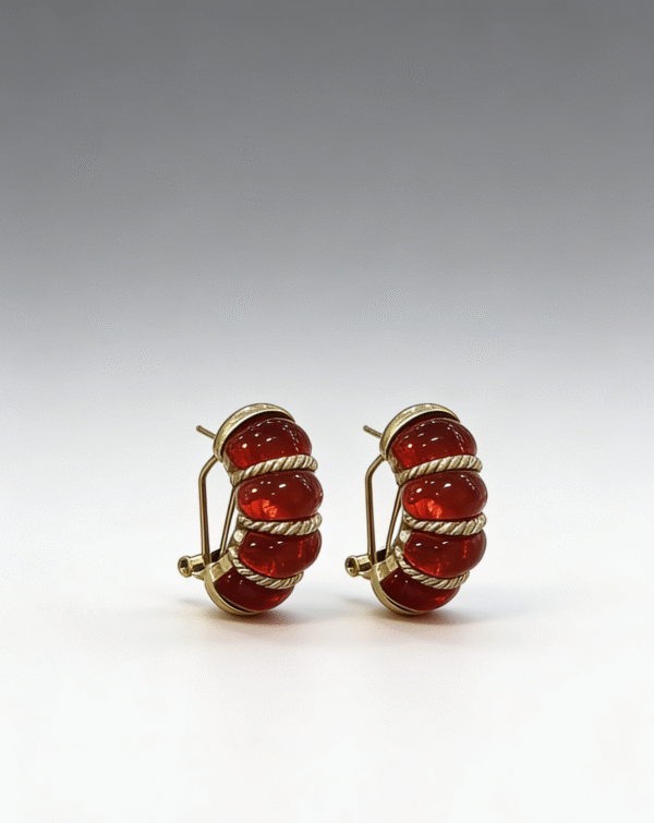 Crimson Twist Hoop Earrings