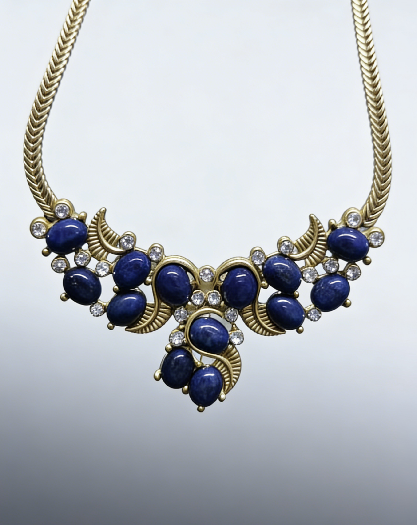 Indigo Leaf Cluster Statement Necklace