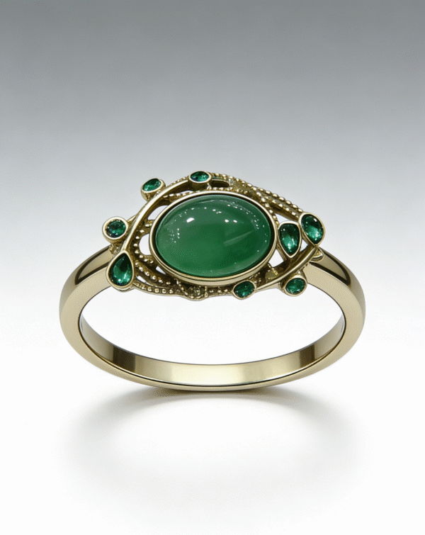 Vintage Oval Green Accent Ring
