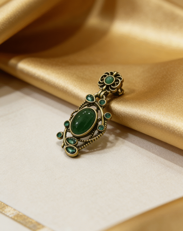 Vintage Green Filigree Drop Earrings