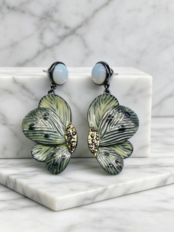 Vintage Enamel Butterfly Drop Earrings
