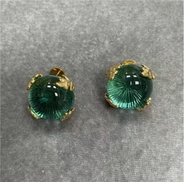 Vintage Gold-Plated Blue Glass Stud Earrings