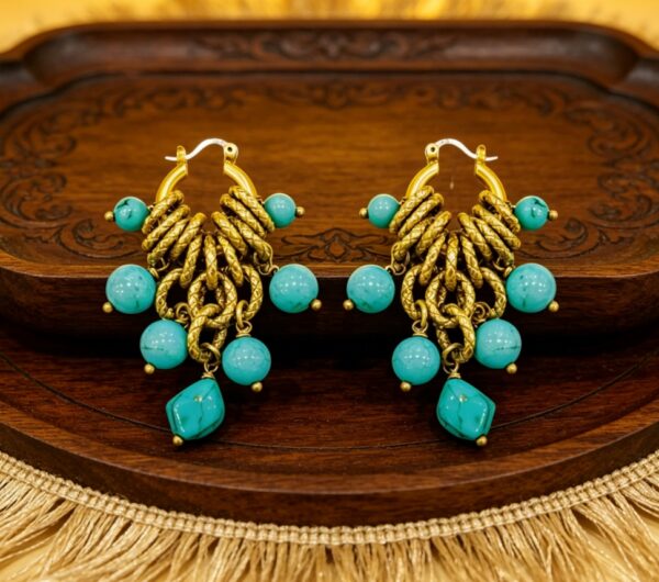 Vintage Turquoise Beaded Drop Earrings