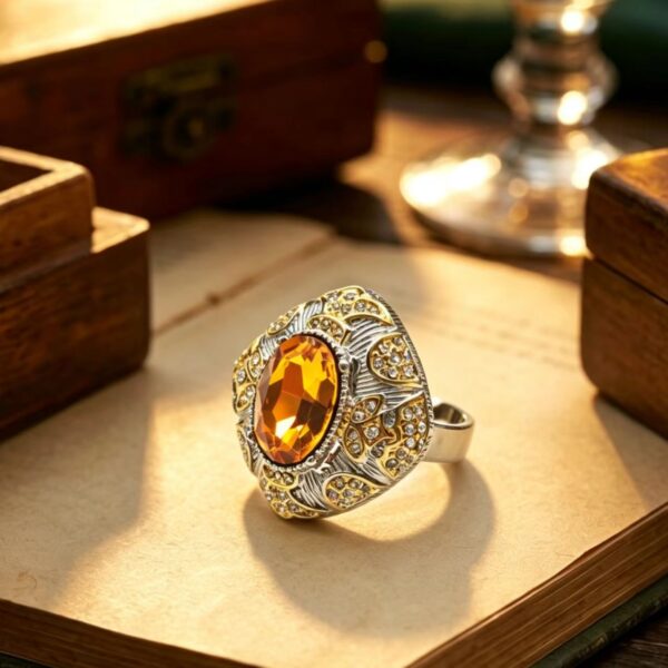 Ornate Vintage Citrine Statement Ring