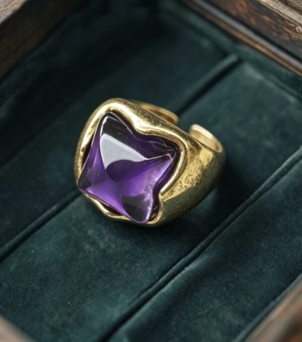 Vintage Purple Sugar Cube Statement Ring