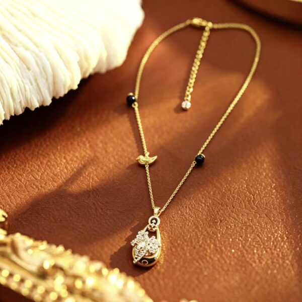Vintage Enamel & Gemstone Pendant Necklace