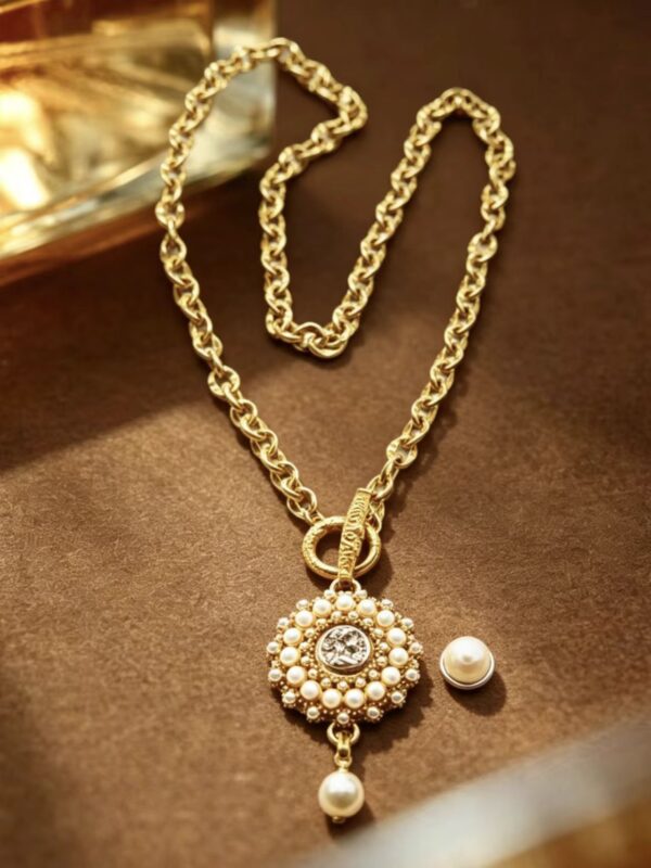Vintage Coin & Pearl Tassel Necklace