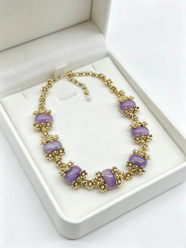 Vintage Purple Sugar Cube Natural Stone Necklace