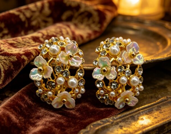 French Romantic Flower Openwork Earrings