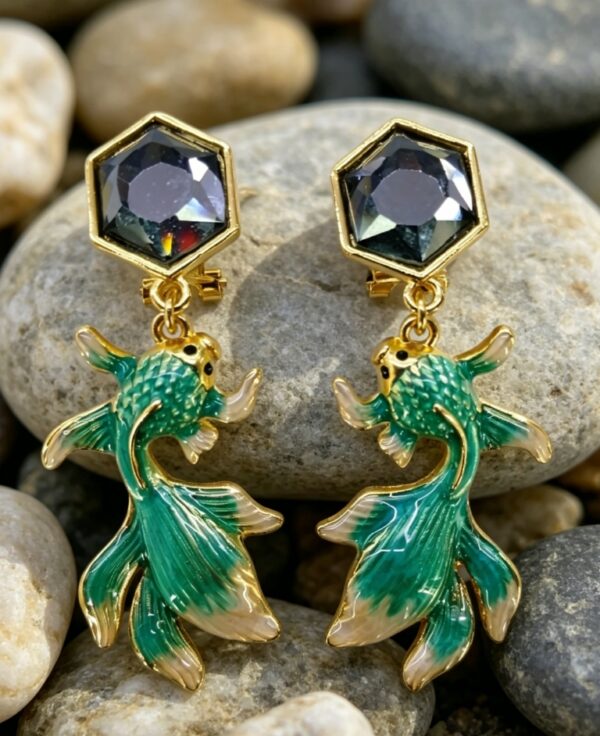 Enamel Koi Fish Drop Earrings