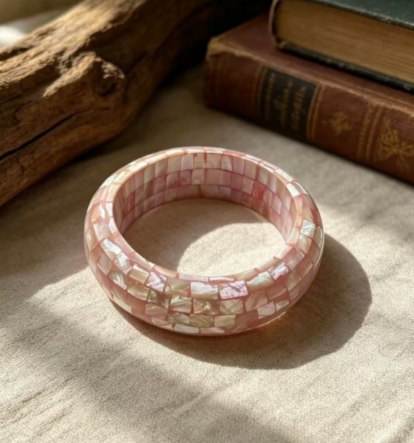 Pink Mother-of-Pearl Mosaic Inlay Bangle